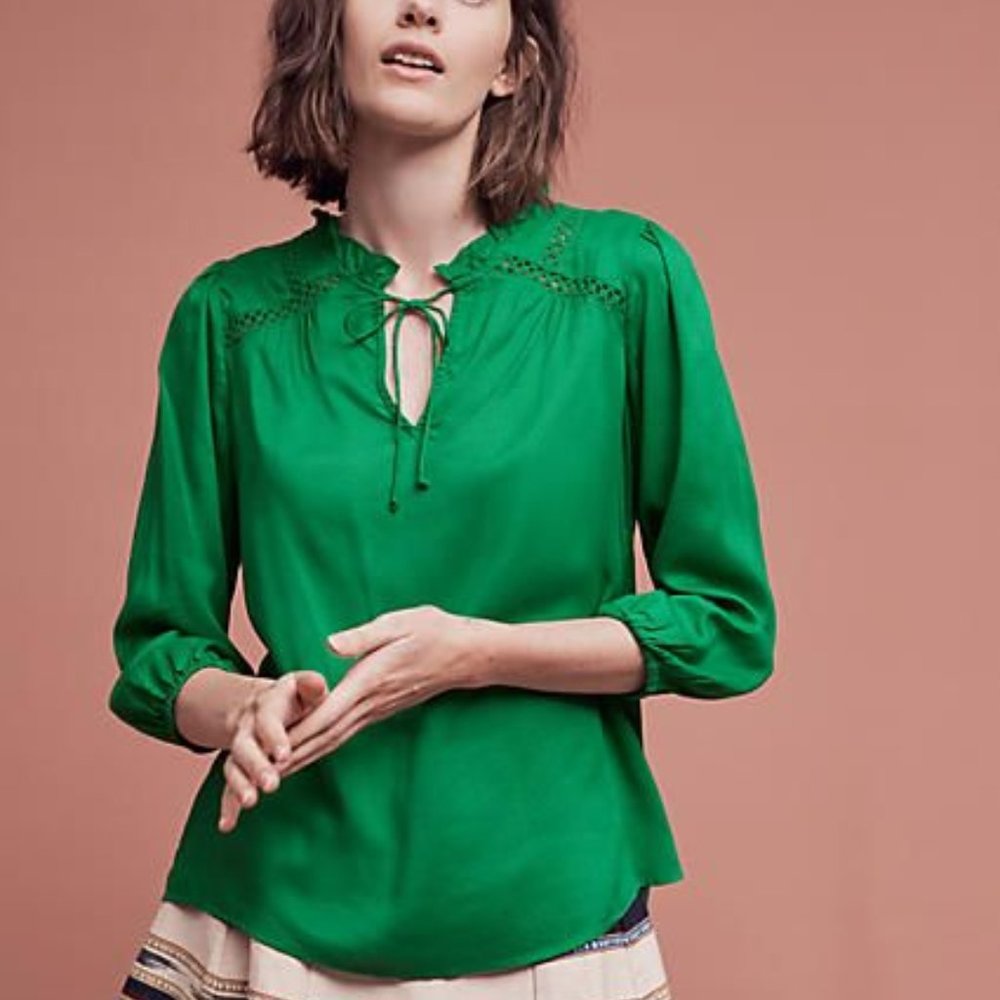 Anthro/Les Siennes Kellen Ruffle Henley NWT Sz S